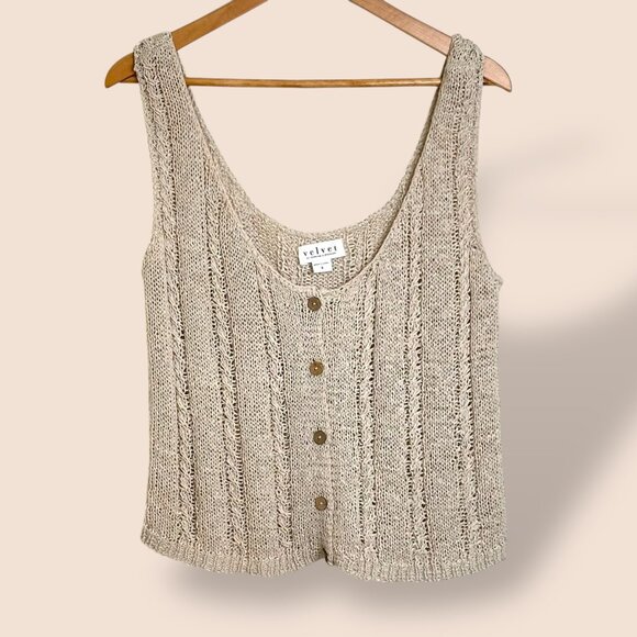 Velvet Women's Layla Tank Cotton Crocheted Cropped MSRP $139 Women's Size Small - Picture 3 of 8